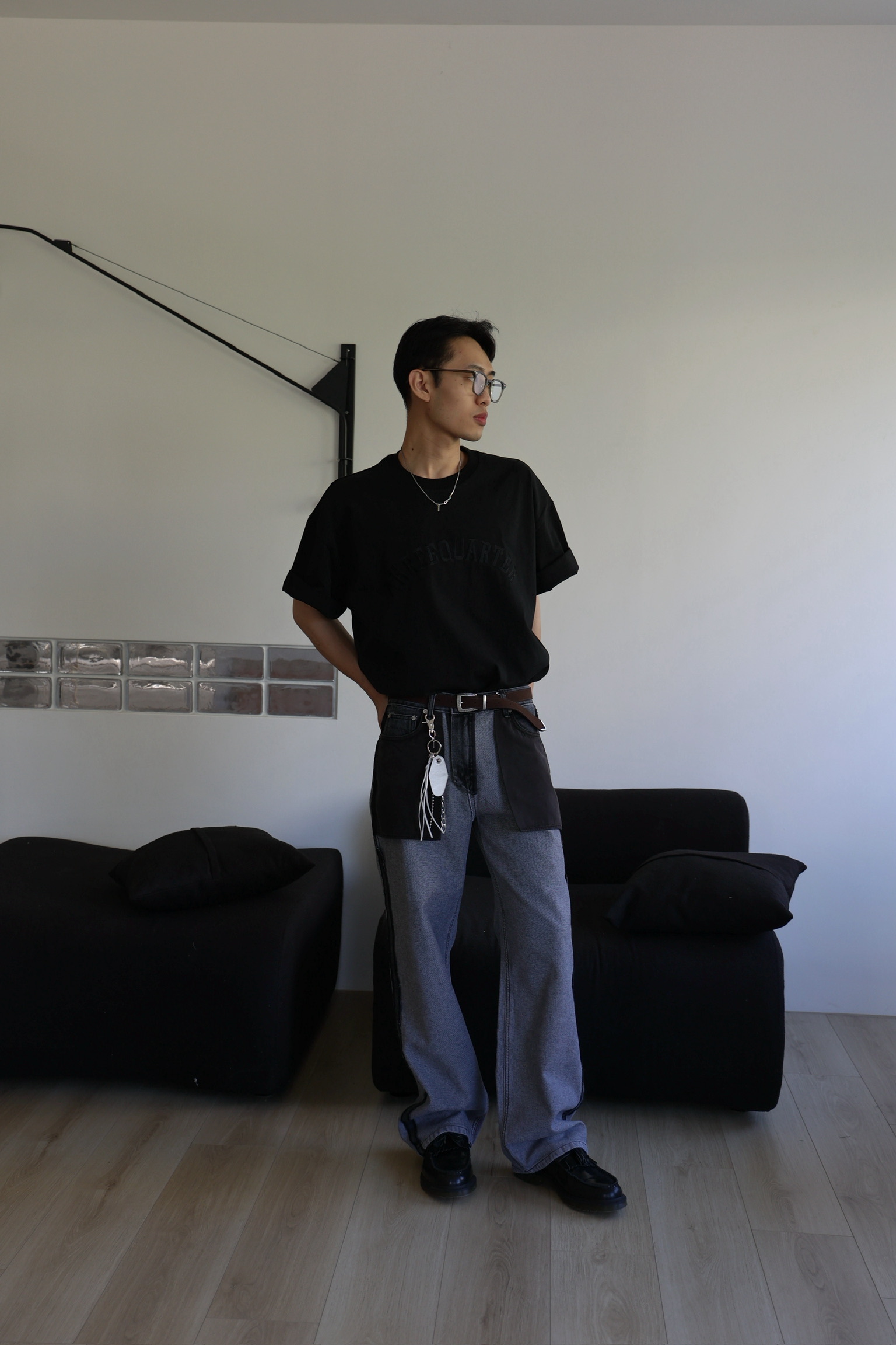 雕花扣環麂皮皮帶