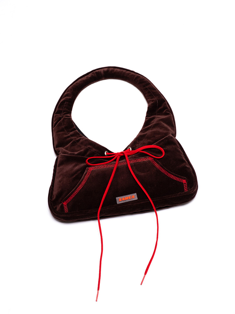 Hoodie Handbag-Brown Velvet