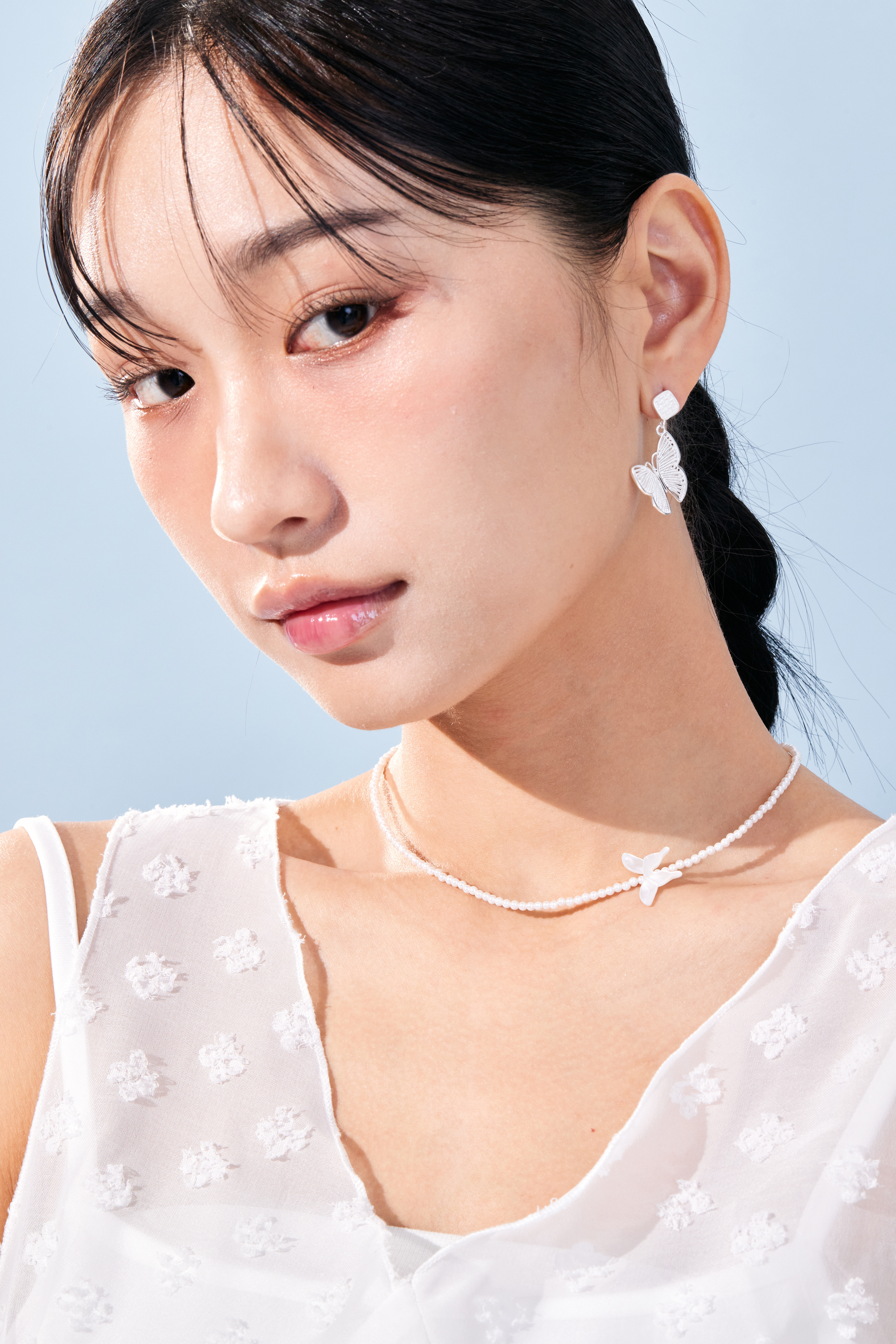 N656  |  純銀蝴蝶珍珠項鍊