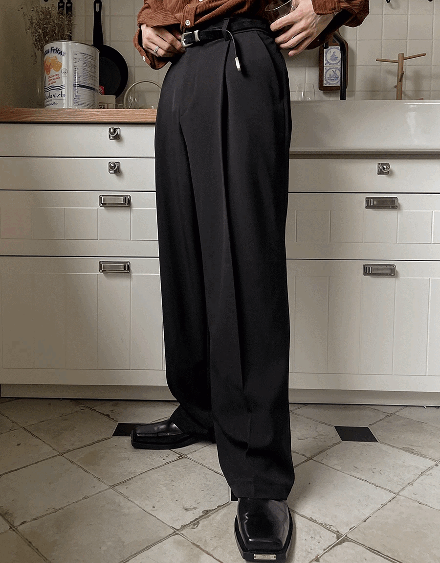 復古喇叭寬鬆休閒西裝褲