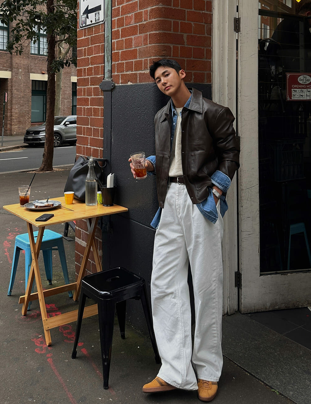 皮革鈕扣夾克外套