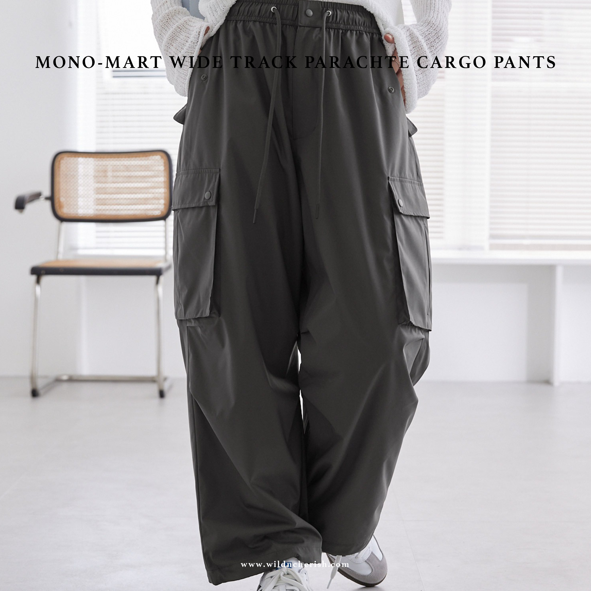 預訂 MONOMART Wide Track Parachute Cargo Pants 降落傘 工裝褲