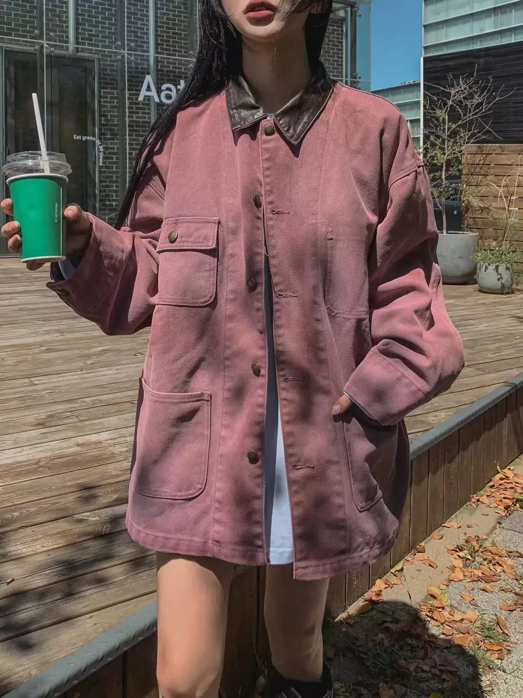 撞色領休閒工裝夾克外套