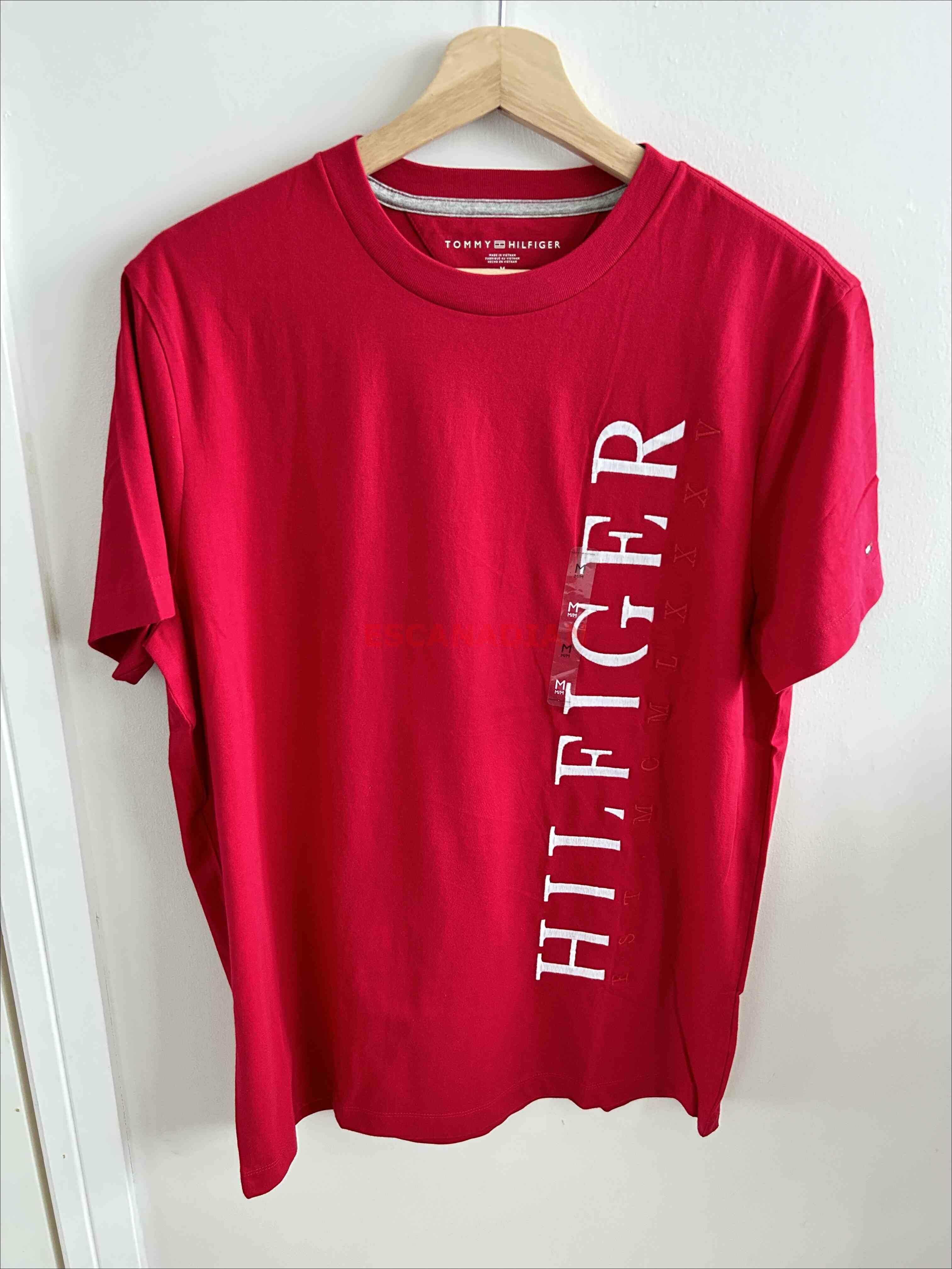 TOMMY 男大人 直條電繡字樣 短TEE