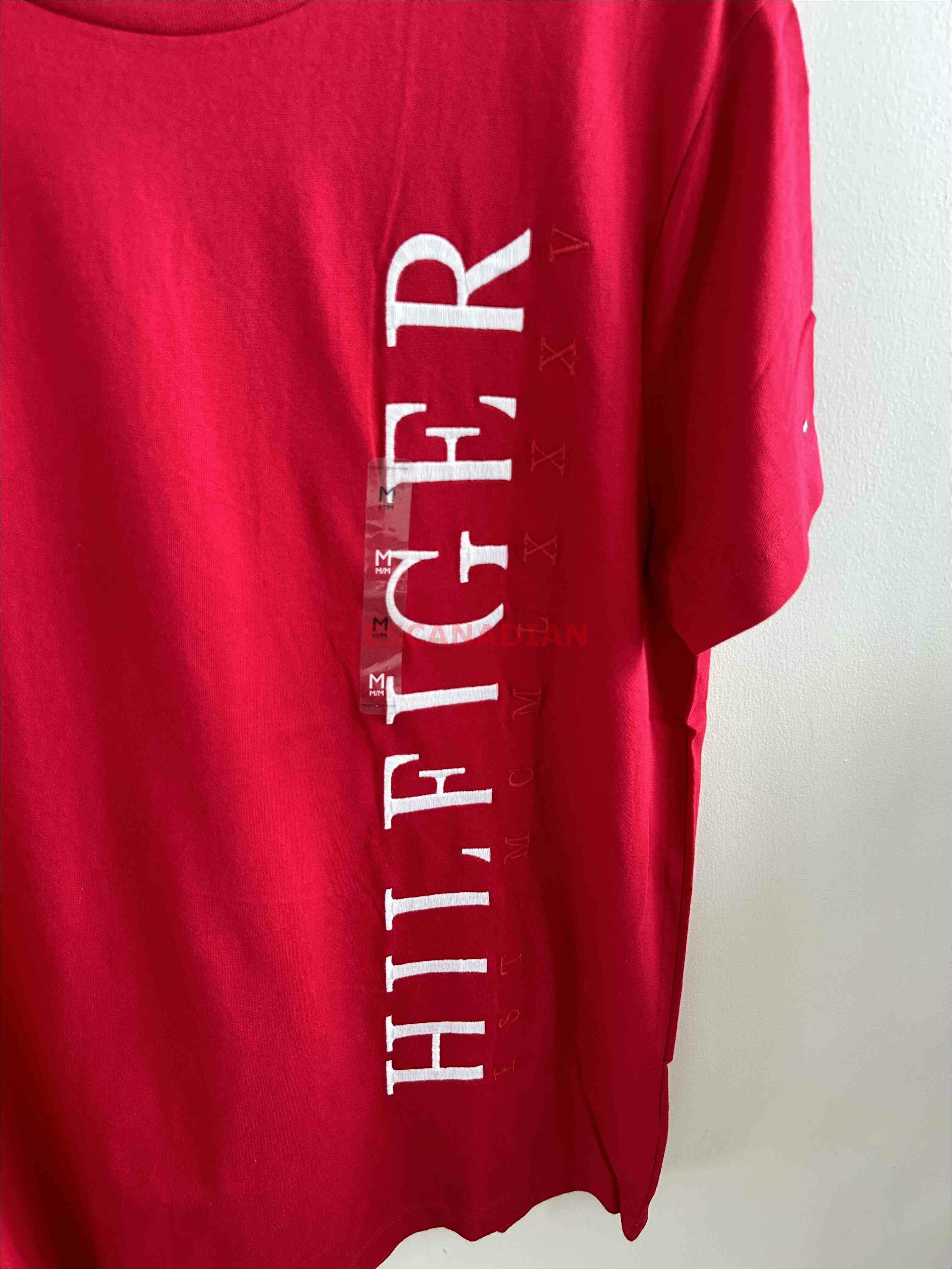 TOMMY 男大人 直條電繡字樣 短TEE