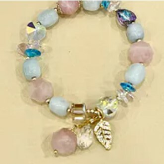 [S] GEMZ & CO ZBA AQUAMARINE/MADAGASCAR ROSE QUARTZ BRACELET, Y126 (Y126)