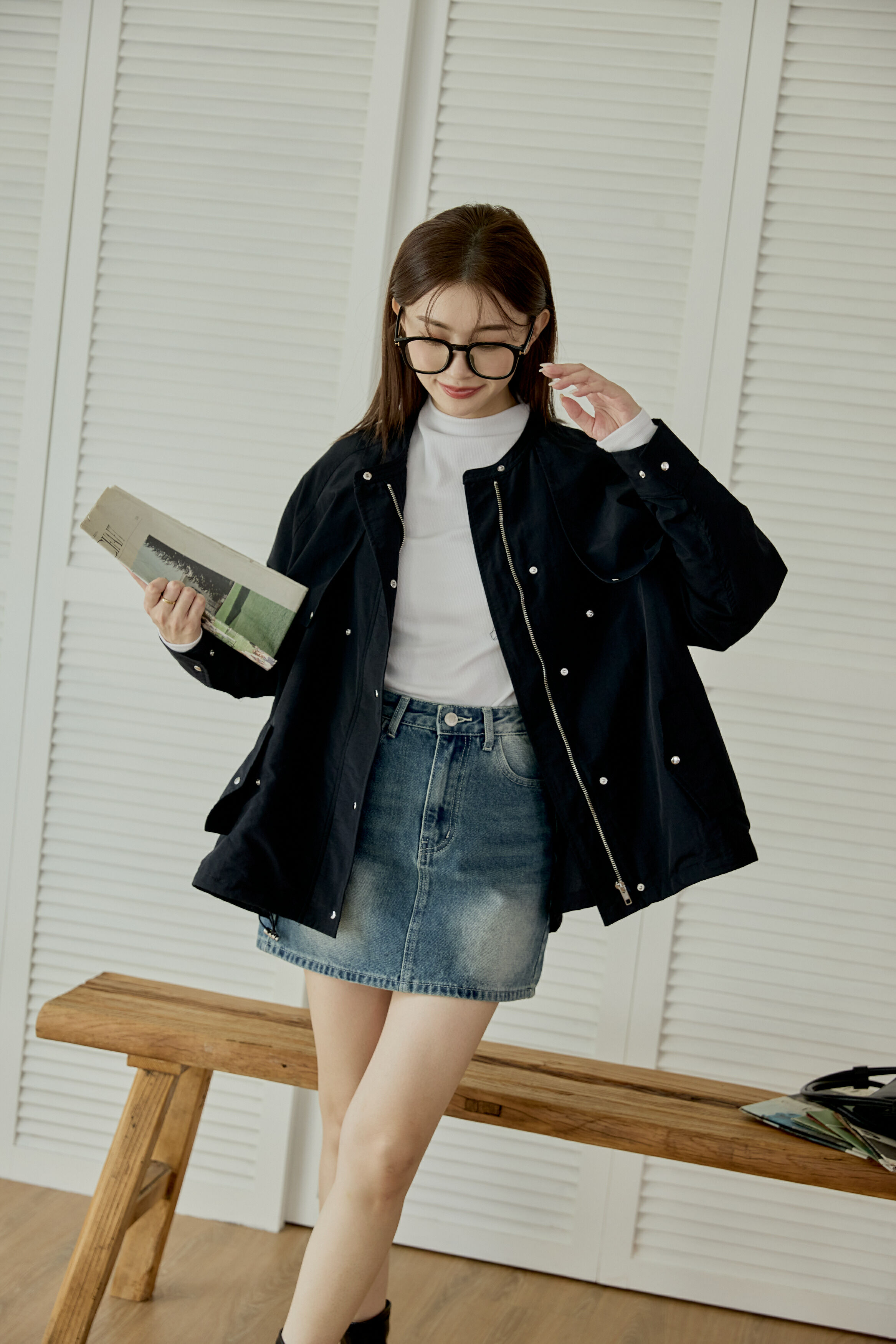 不怕走光牛仔短裙