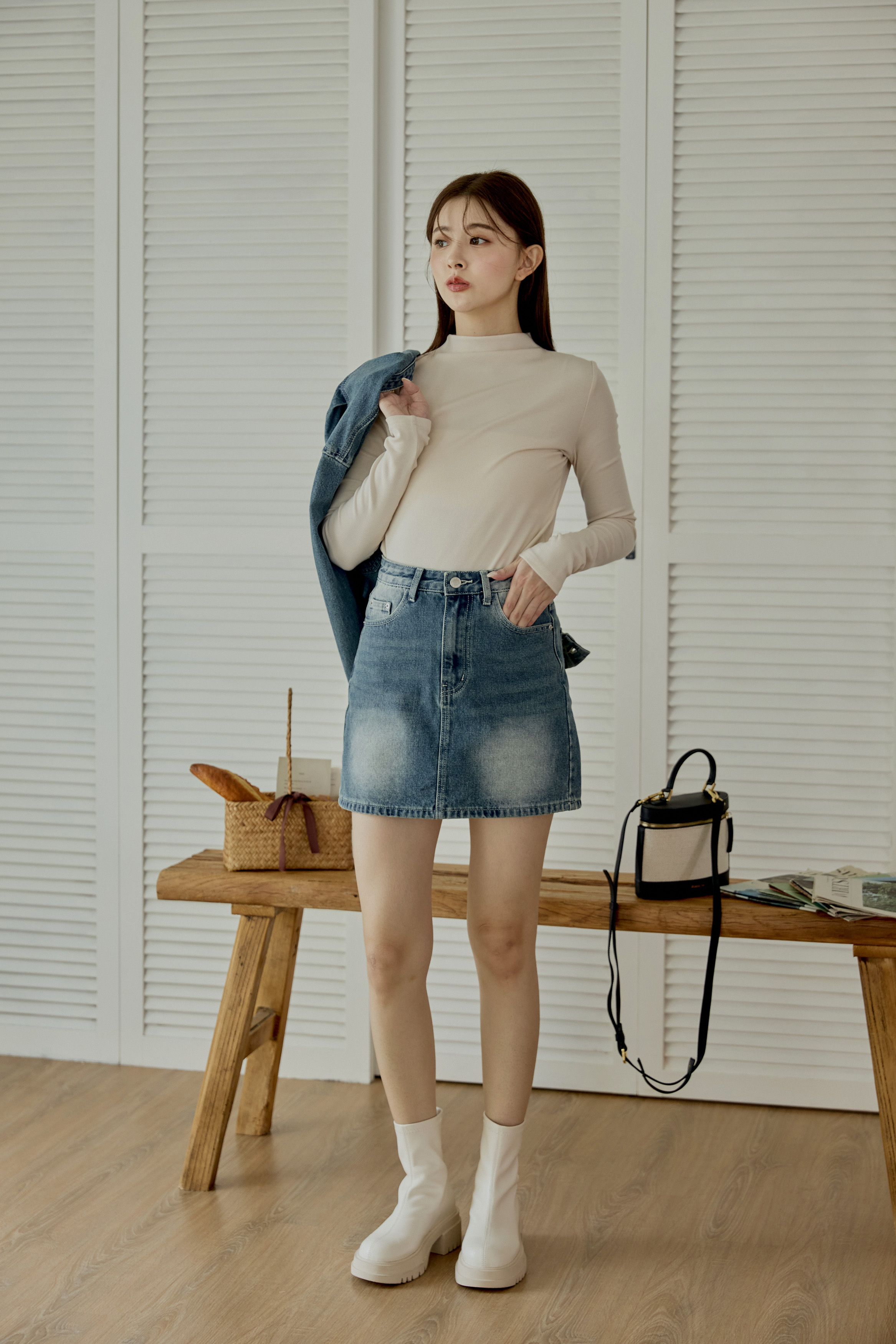 不怕走光牛仔短裙