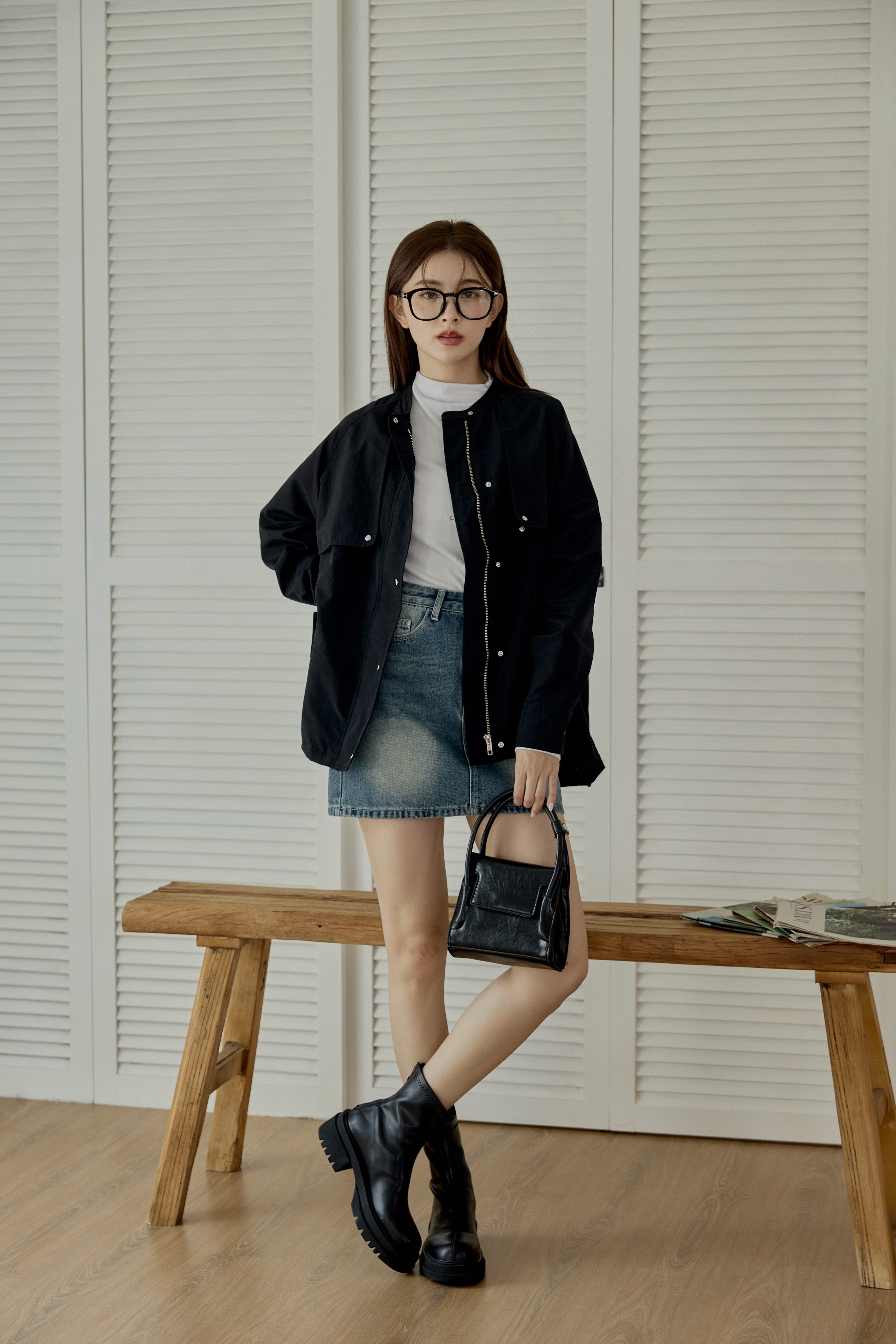 不怕走光牛仔短裙