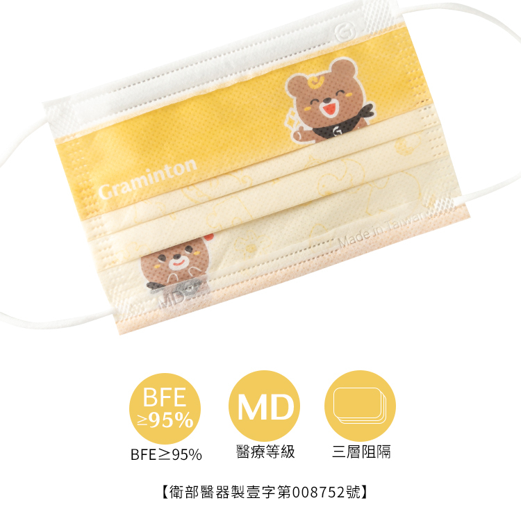 小臉必備-兒童鉅瑋醫療口罩X妙妙熊(30片/盒)