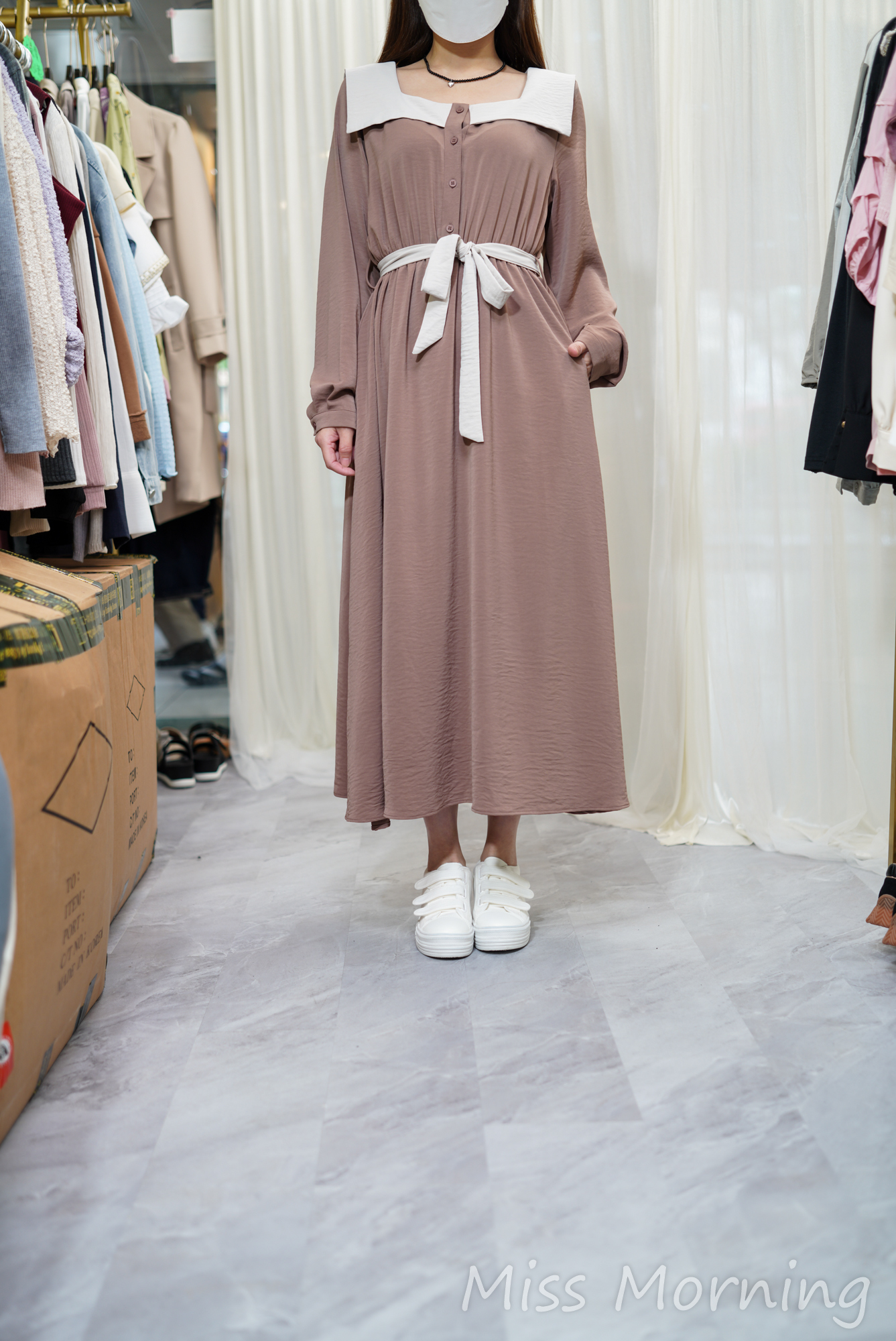 拼色雪紡連身裙(14143)