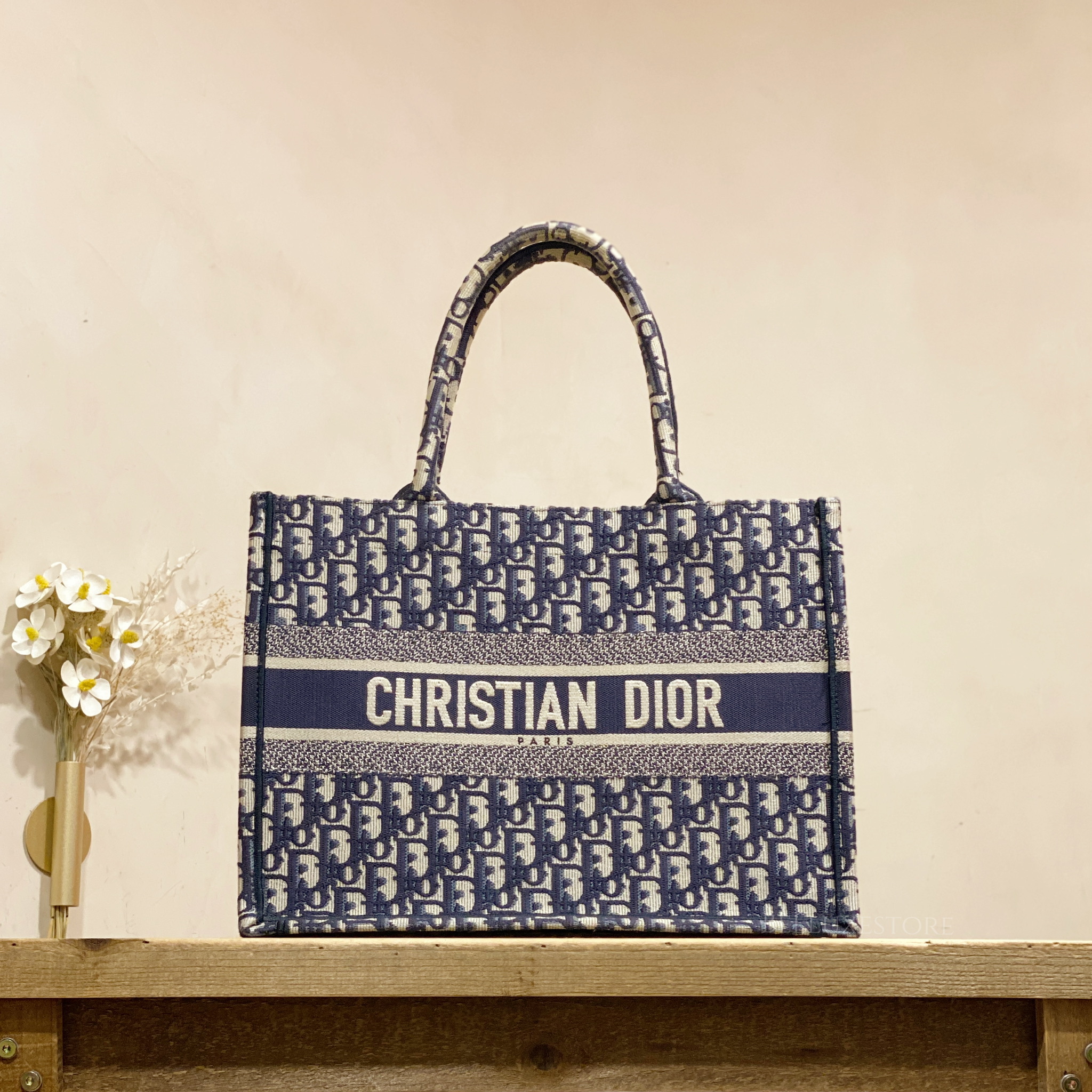 [Preowned] Dior book tote medium blue oblique