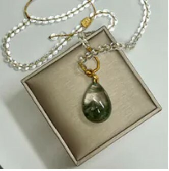 [S] GEMZ & CO ZBA GREEN PHANTOM TEARDROP PENDANT, Y156 (Y156)