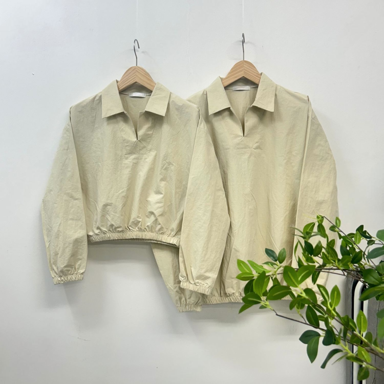 風衣領上衣/風衣領短版上衣 (四色)