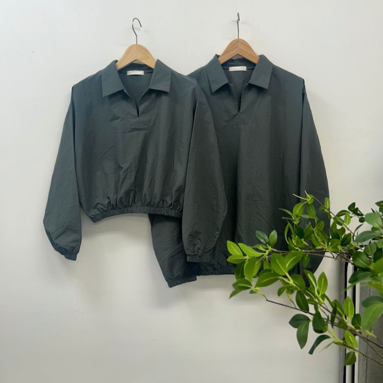 風衣領上衣/風衣領短版上衣 (四色)