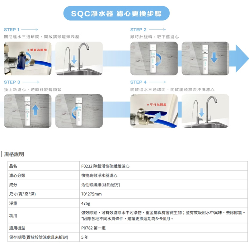 櫻花 F0232除鉛活性碳纖維濾心