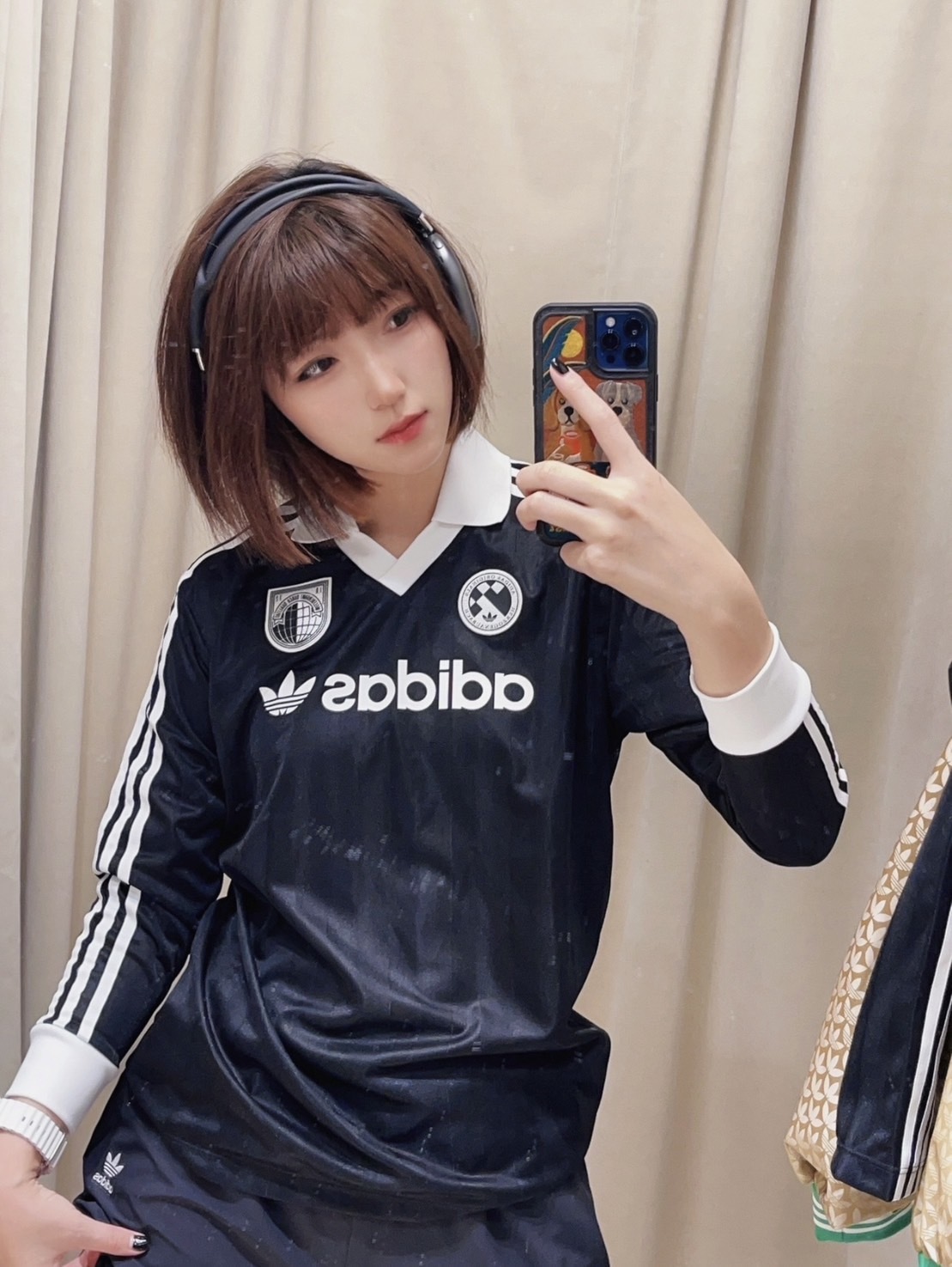 "代購" Adidas Originals Football Long Sleeve Tee 足球風 美式復古 球衣 黑色 水藍色