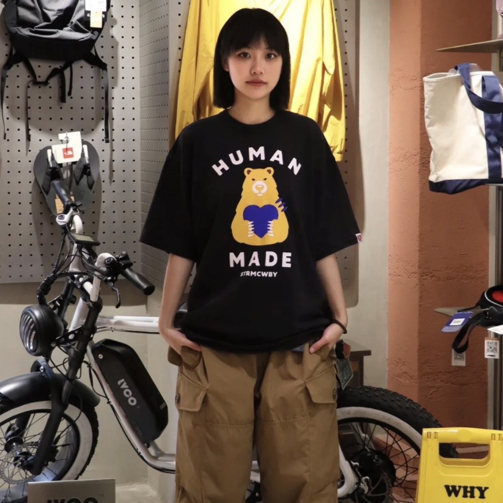 Human Made 日本限定 黑熊 愛心 圓領 織標 短袖 黑 白