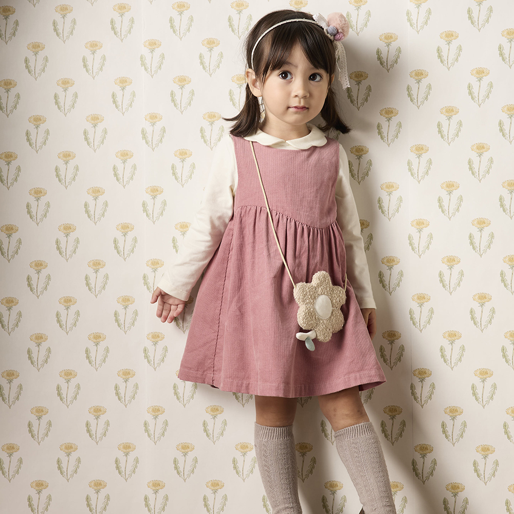 PIPPY 可愛小花包優雅兩件式彈性棉洋裝 粉