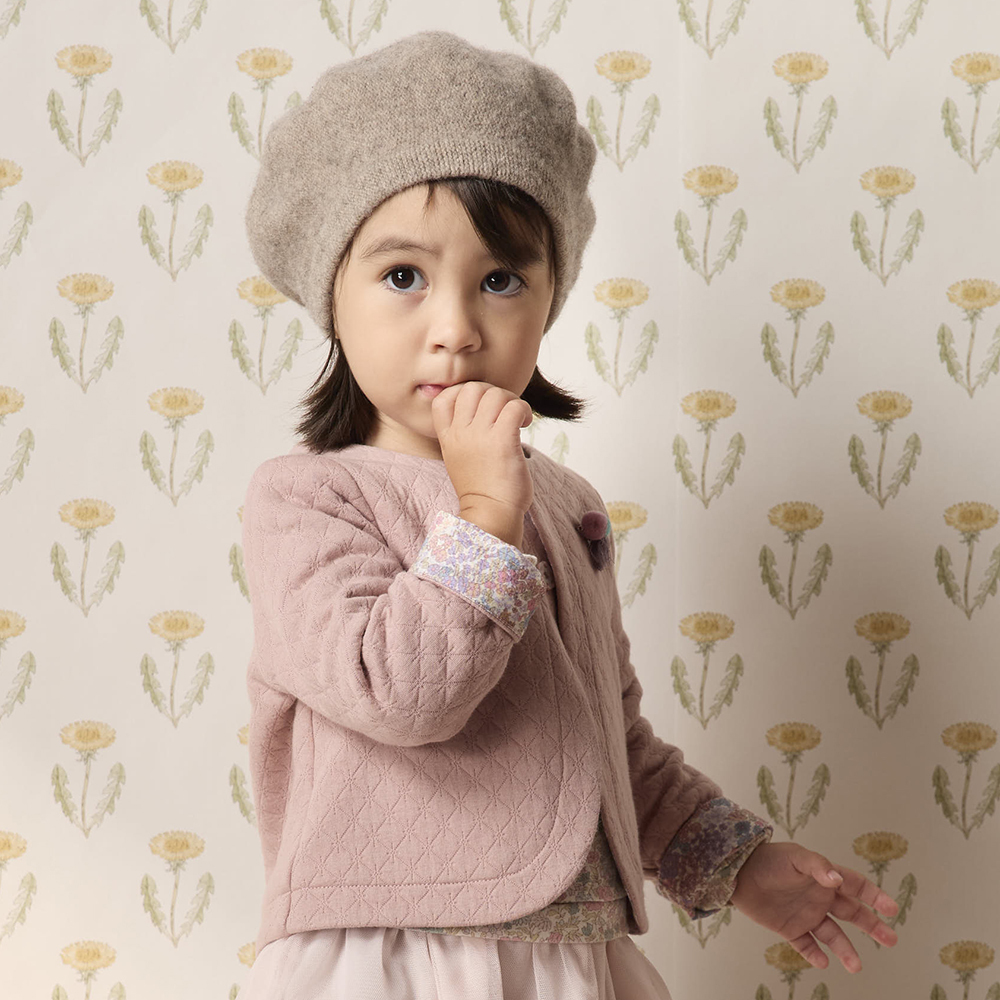 PIPPY氣質夾棉菱格紋圓領外套 粉