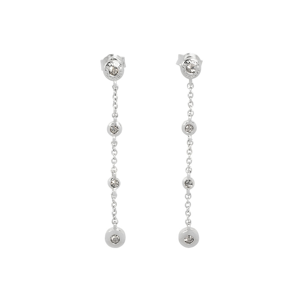 【COACH】水鑽圓圈墜鍊針式耳環