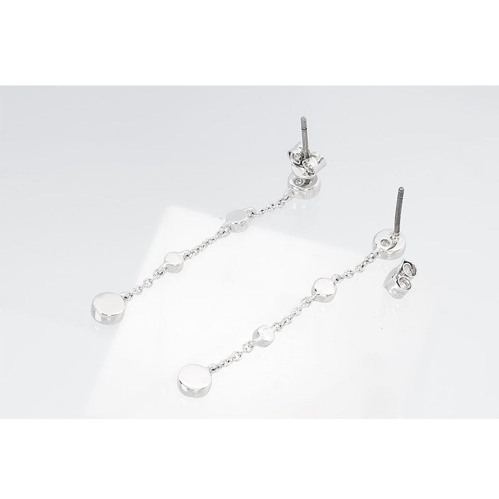 【COACH】水鑽圓圈墜鍊針式耳環(銀色) CV255 SLV