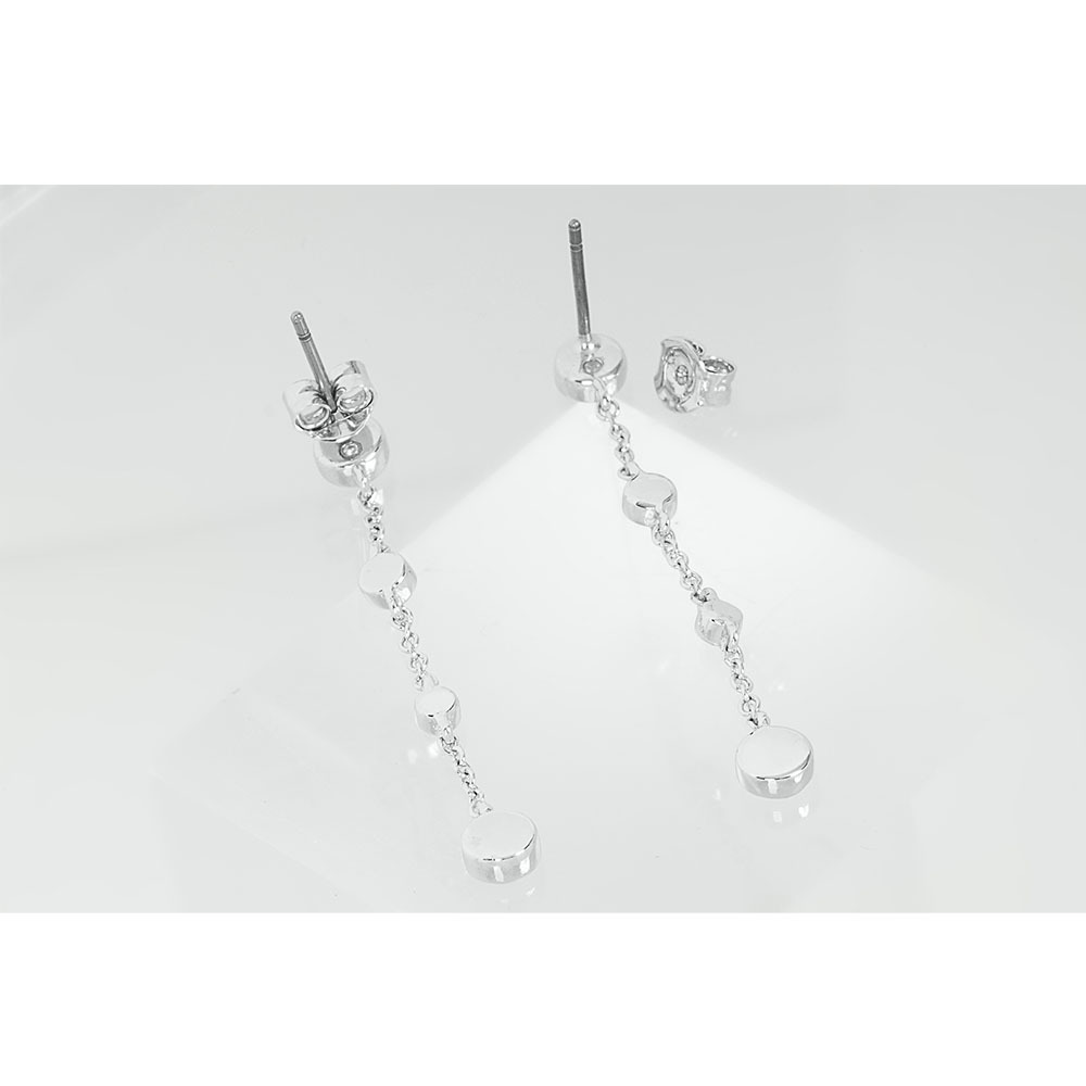 【COACH】水鑽圓圈墜鍊針式耳環(銀色) CV255 SLV