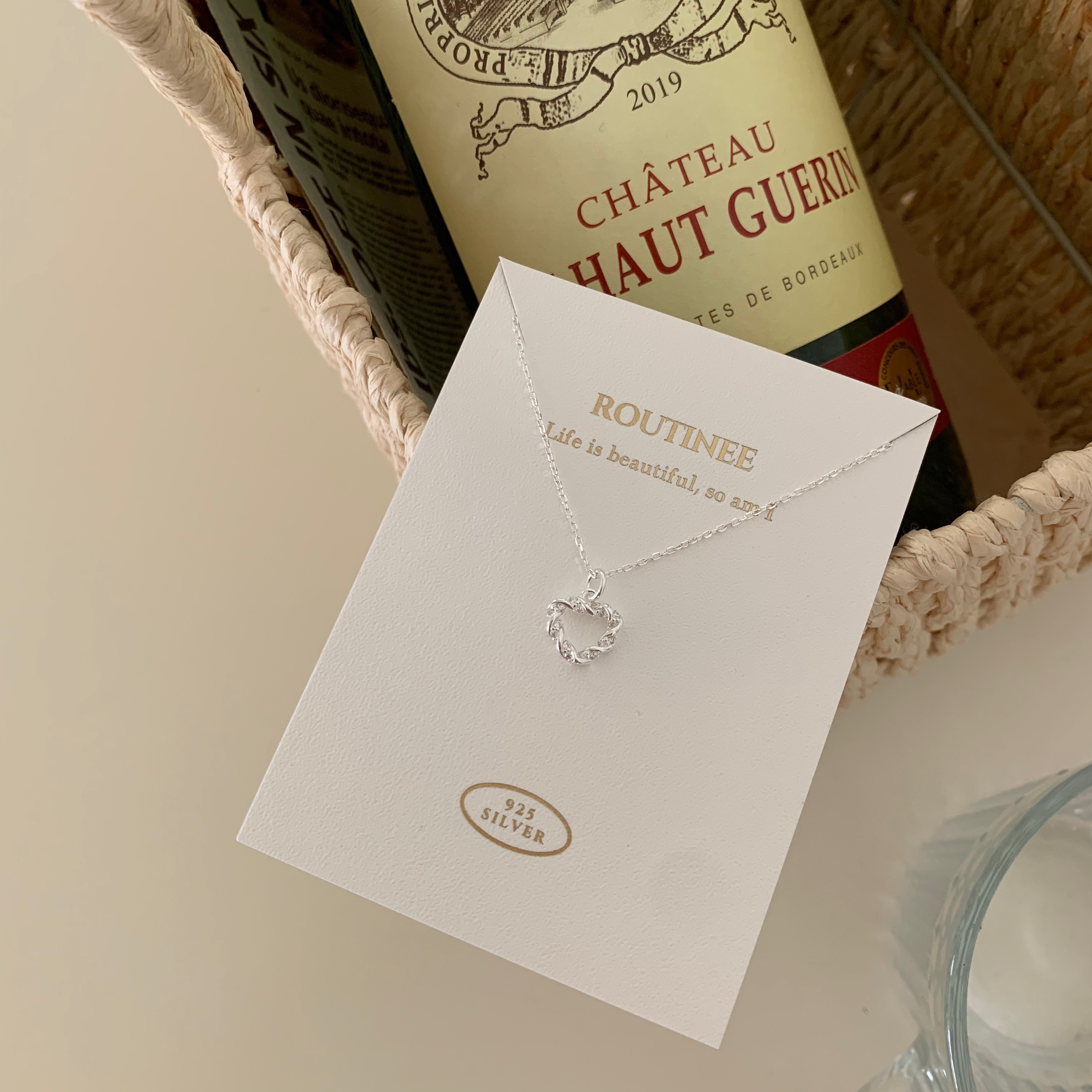 🇰🇷925 silver 愛心麻花捲滿鑽項鍊