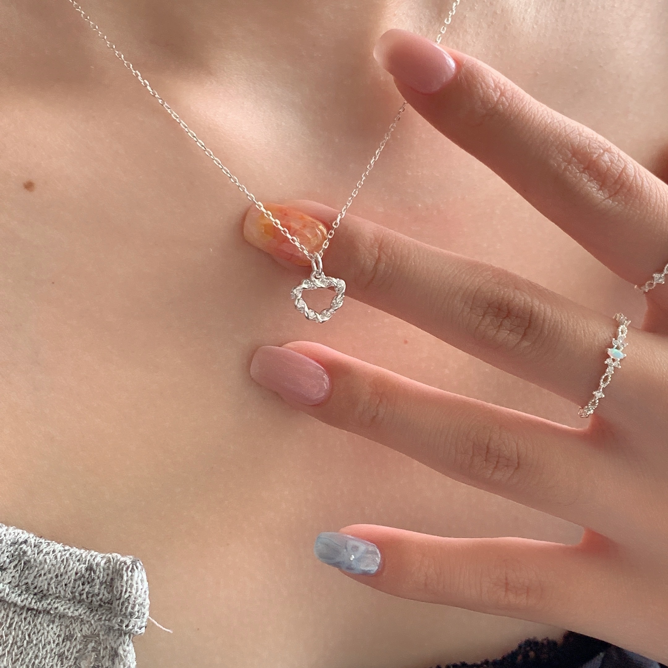 🇰🇷925 silver 愛心麻花捲滿鑽項鍊