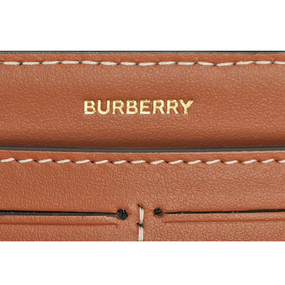 【BURBERRY】Vintage 格紋皮革ㄇ形拉鍊皮夾(米色/樺木棕色) 8094438 A9534