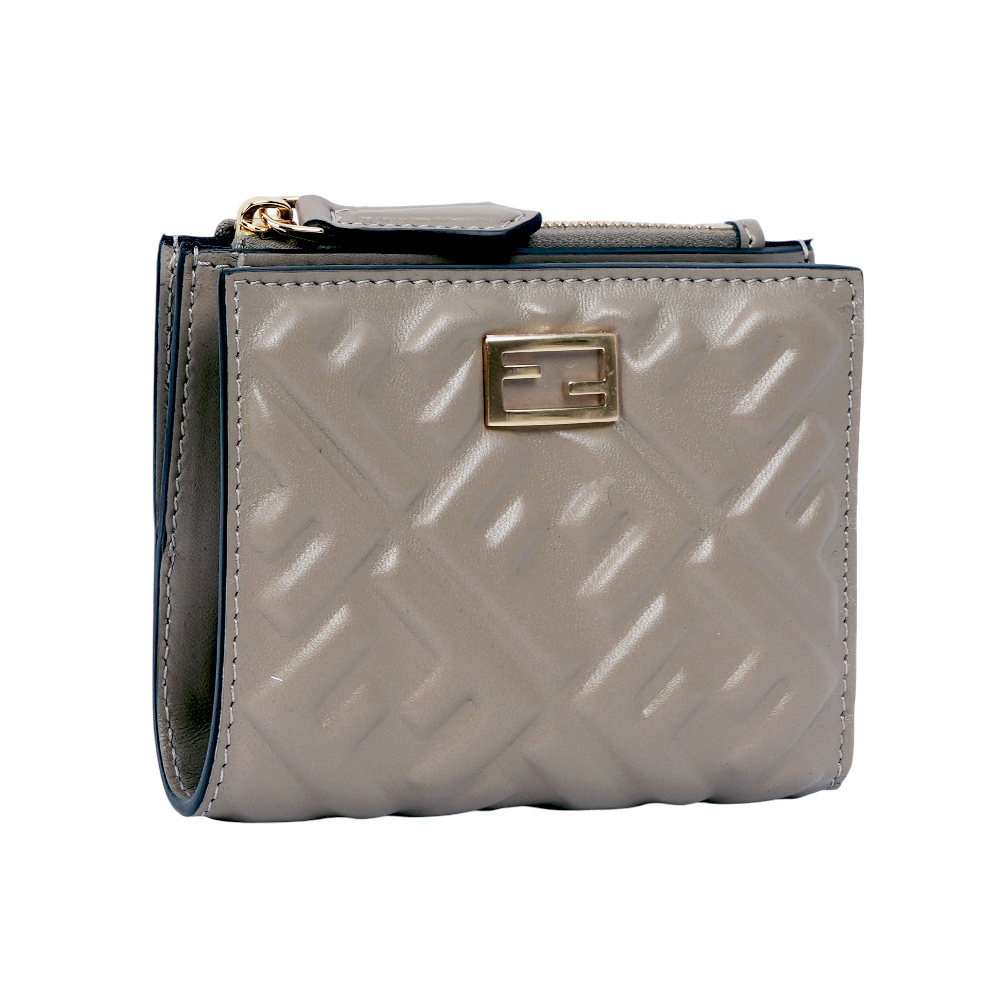 【FENDI】Baguette FF Logo 納帕皮革二折暗釦短夾