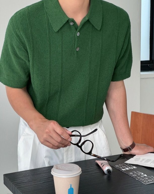 麻花毛圈短袖針織上衣