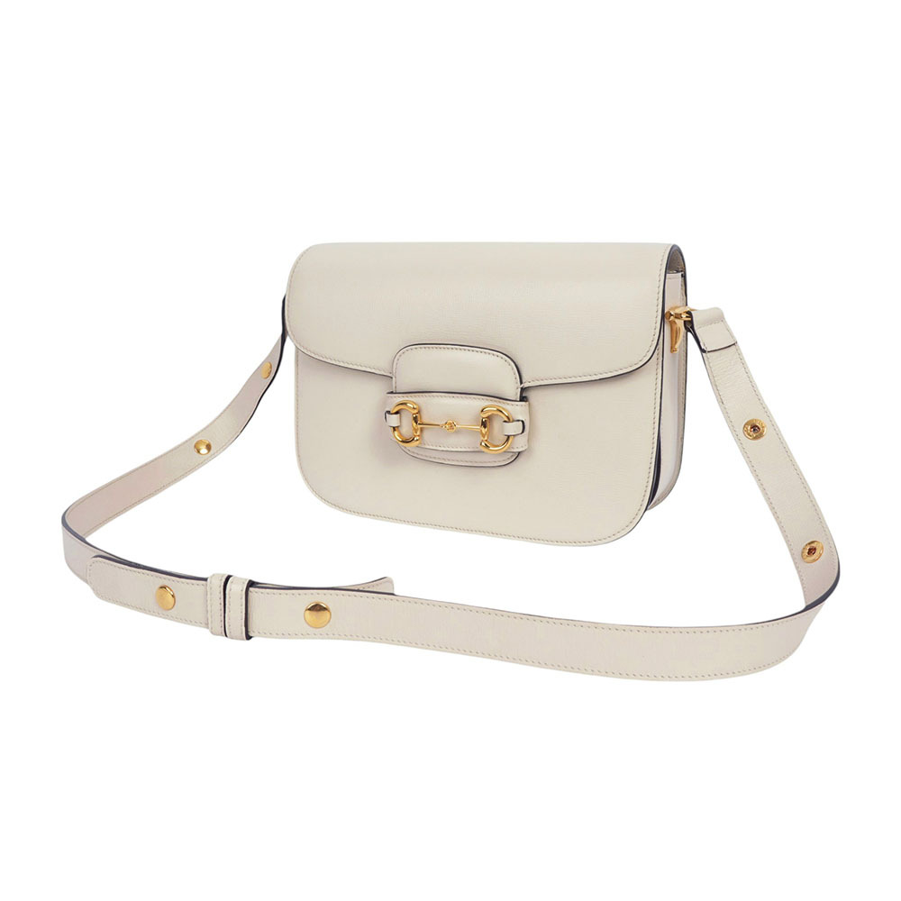 【GUCCI】Horsebit 1955小款肩背/斜背包(白色) 602204 1DB0G 9022