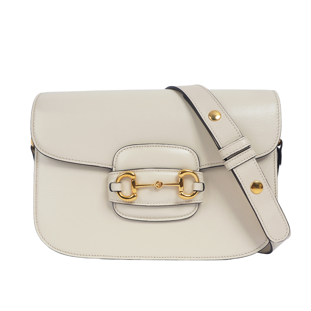 【GUCCI】Horsebit 1955小款肩背/斜背包(白色) 602204 1DB0G 9022