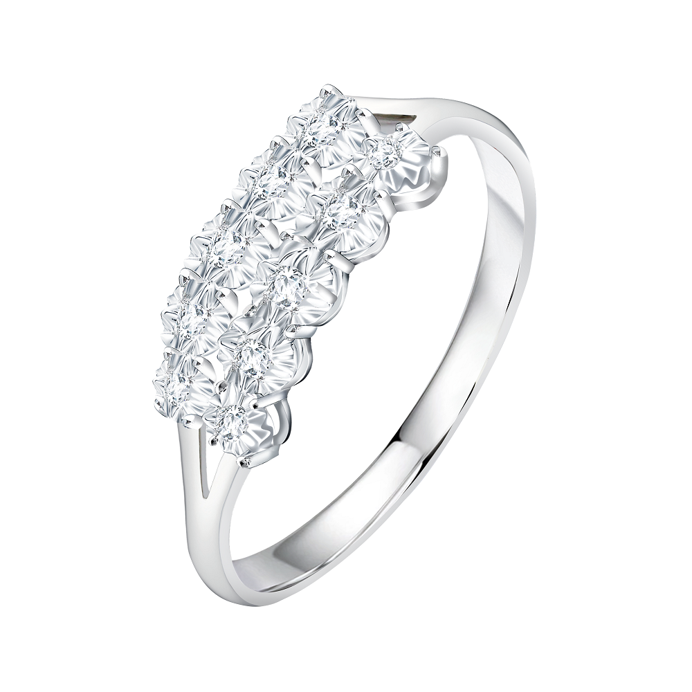 18K雙排恆星鑽石戒指(星芒車花放大款)