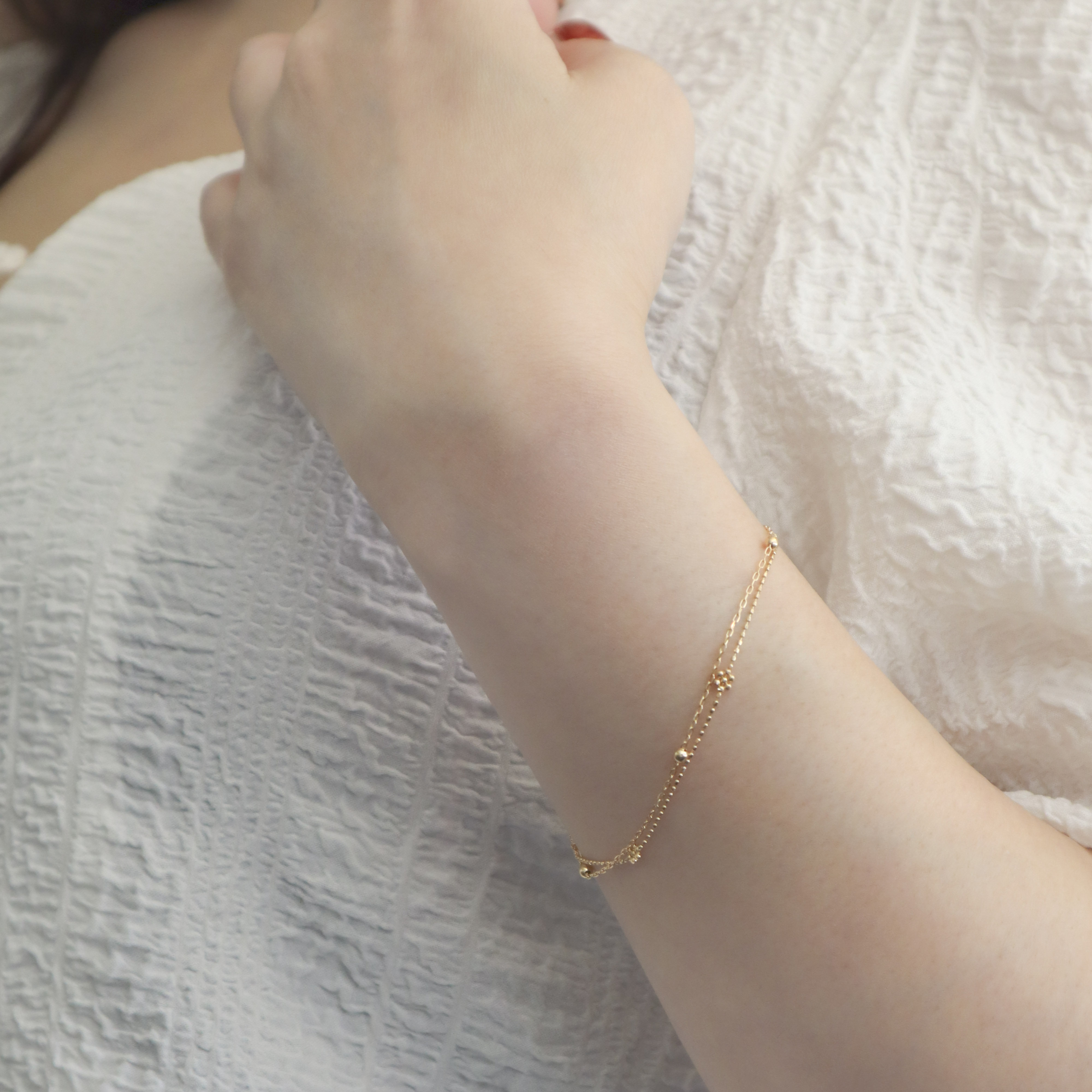 18K/日本設計款系列-雙排花點手鍊