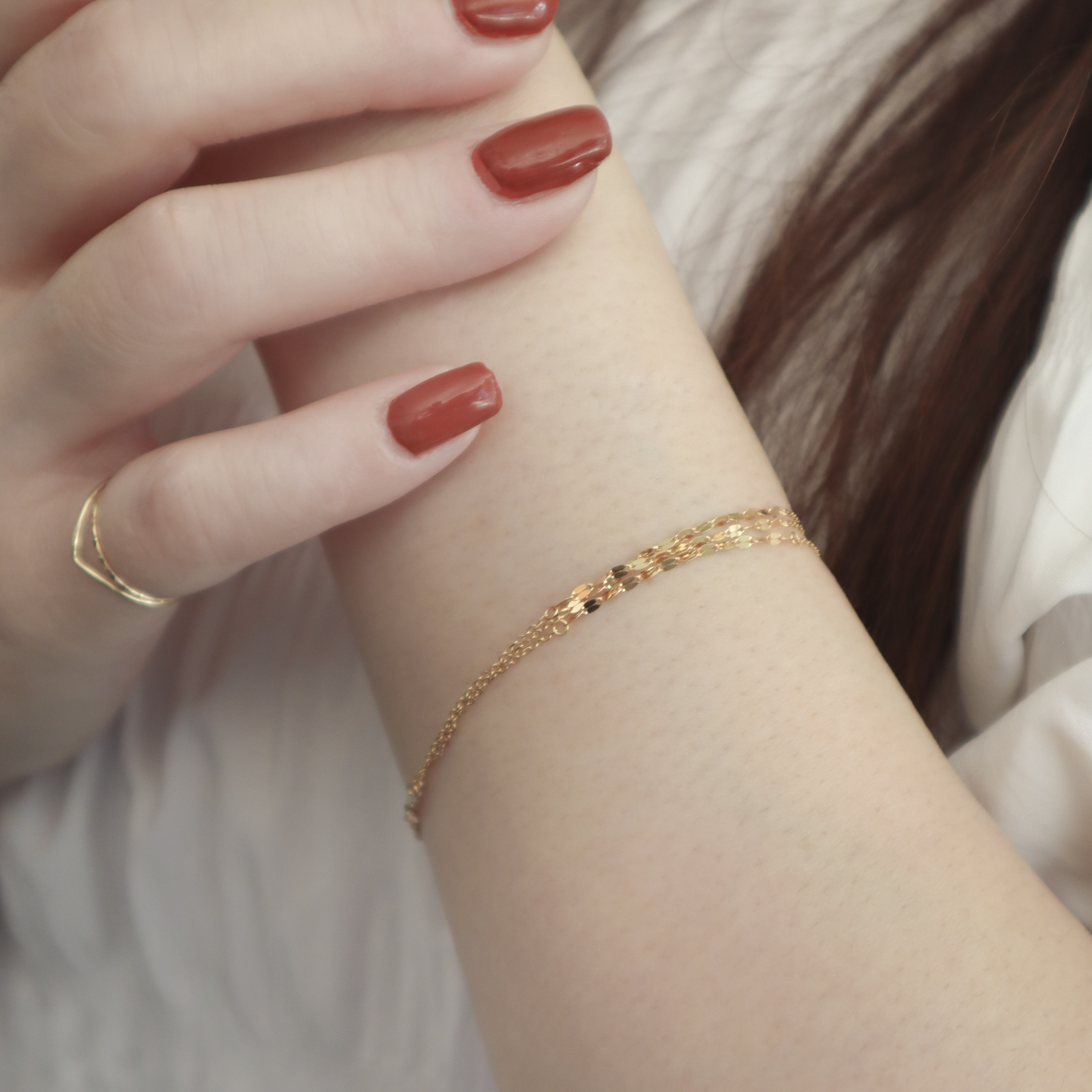 18K/日本設計款系列-光澤鎖片手鍊