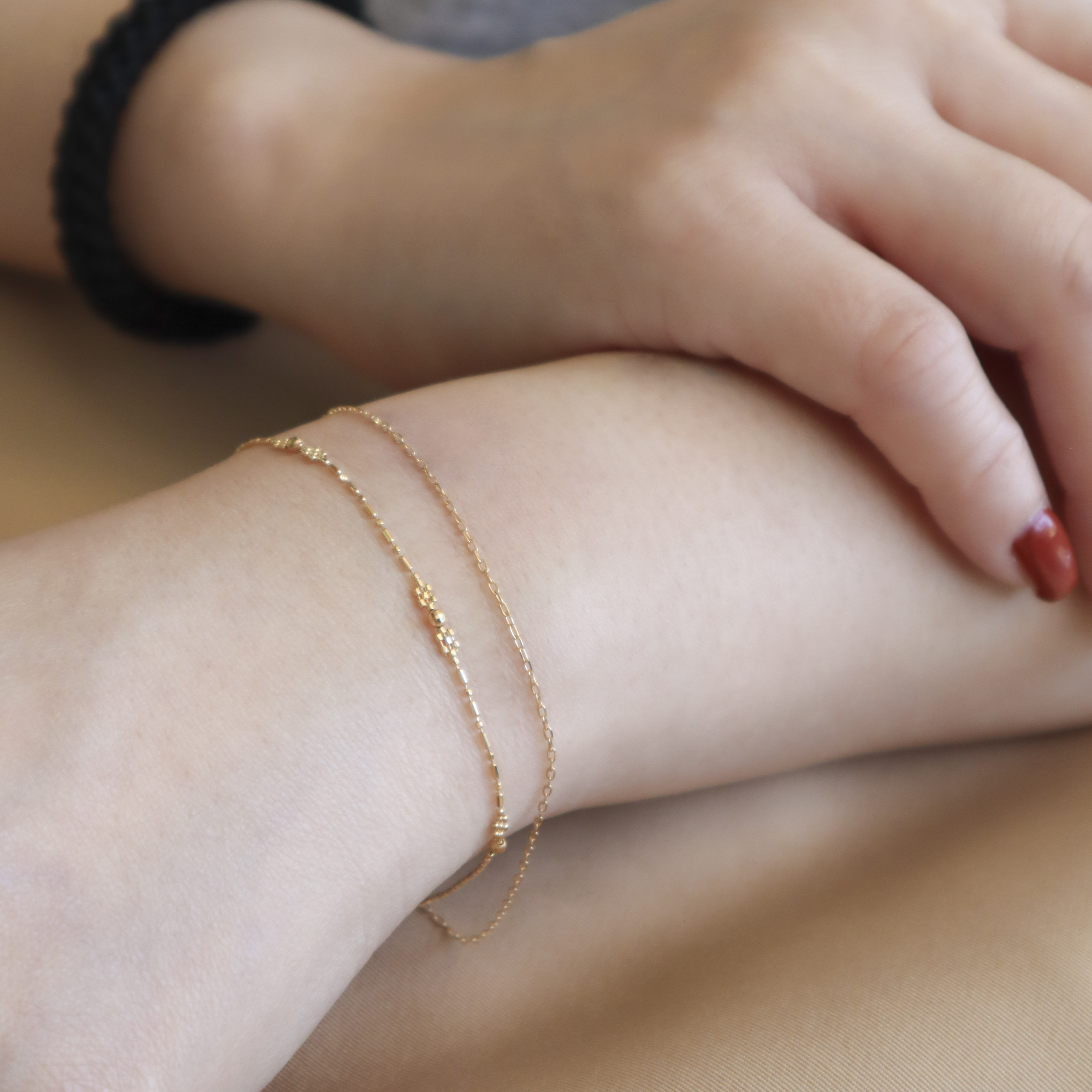 18K/日本設計款系列-雙排花聚手鍊