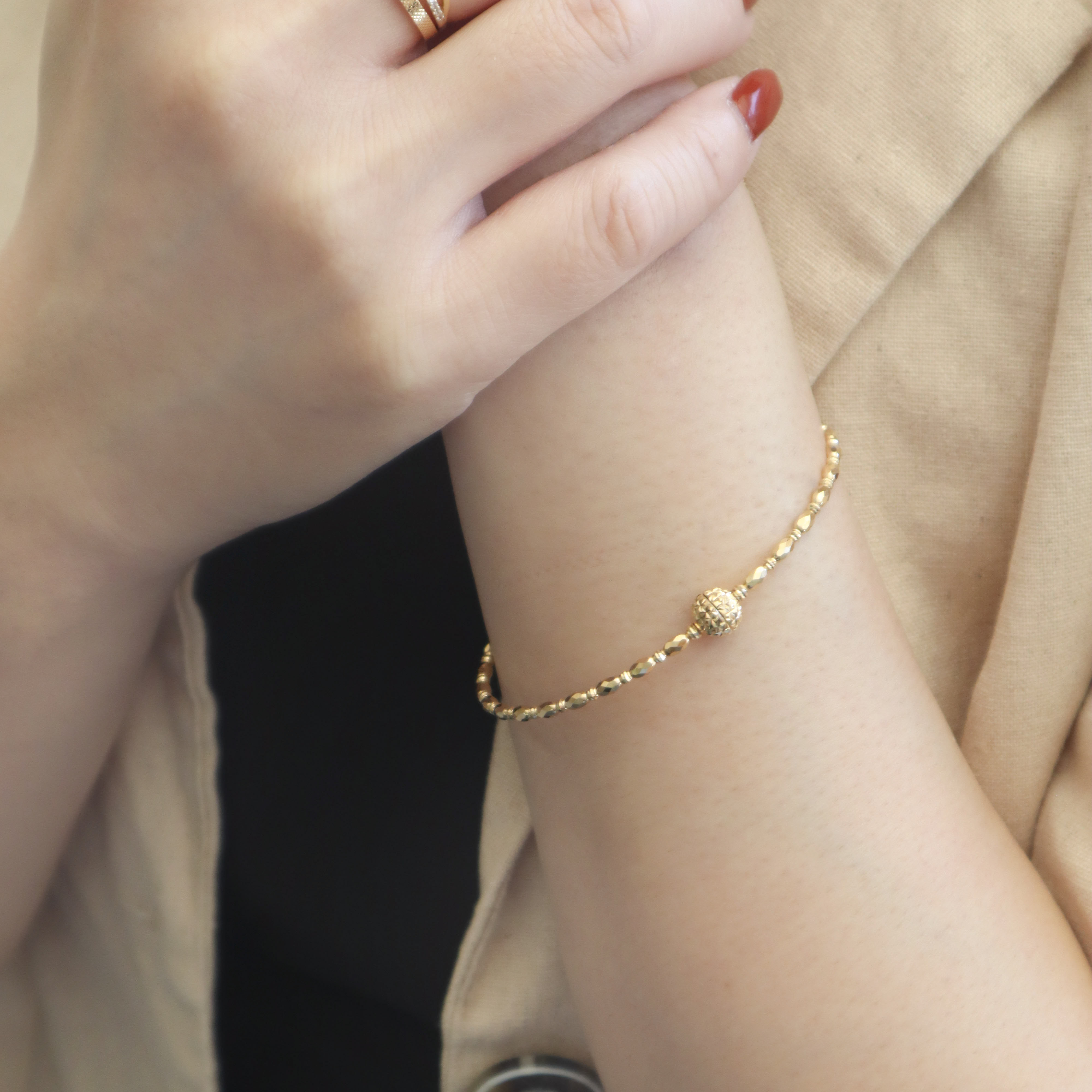 18K/日本設計款系列-華麗菱面磁吸手環