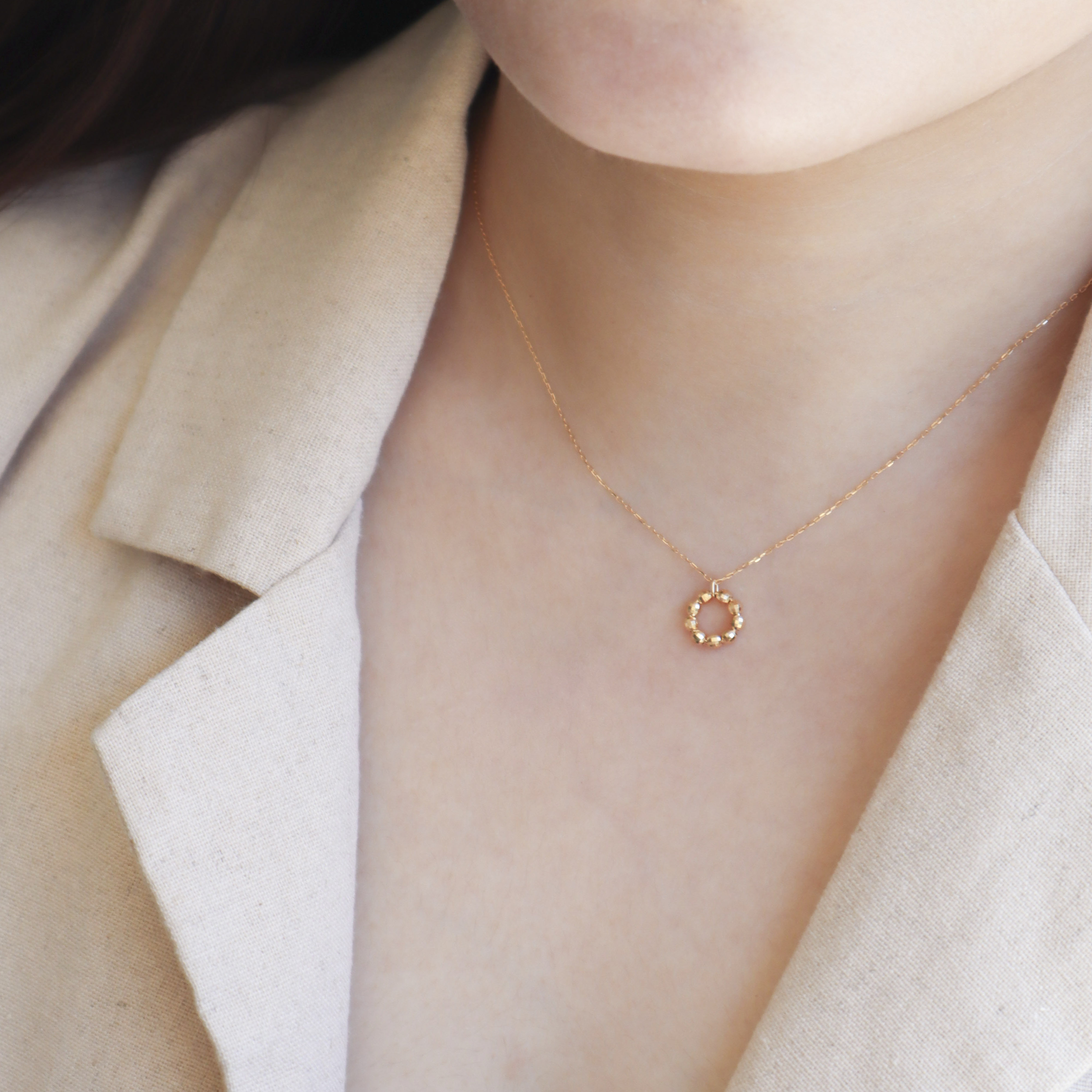 18K/日本設計款系列-小花圈項鍊