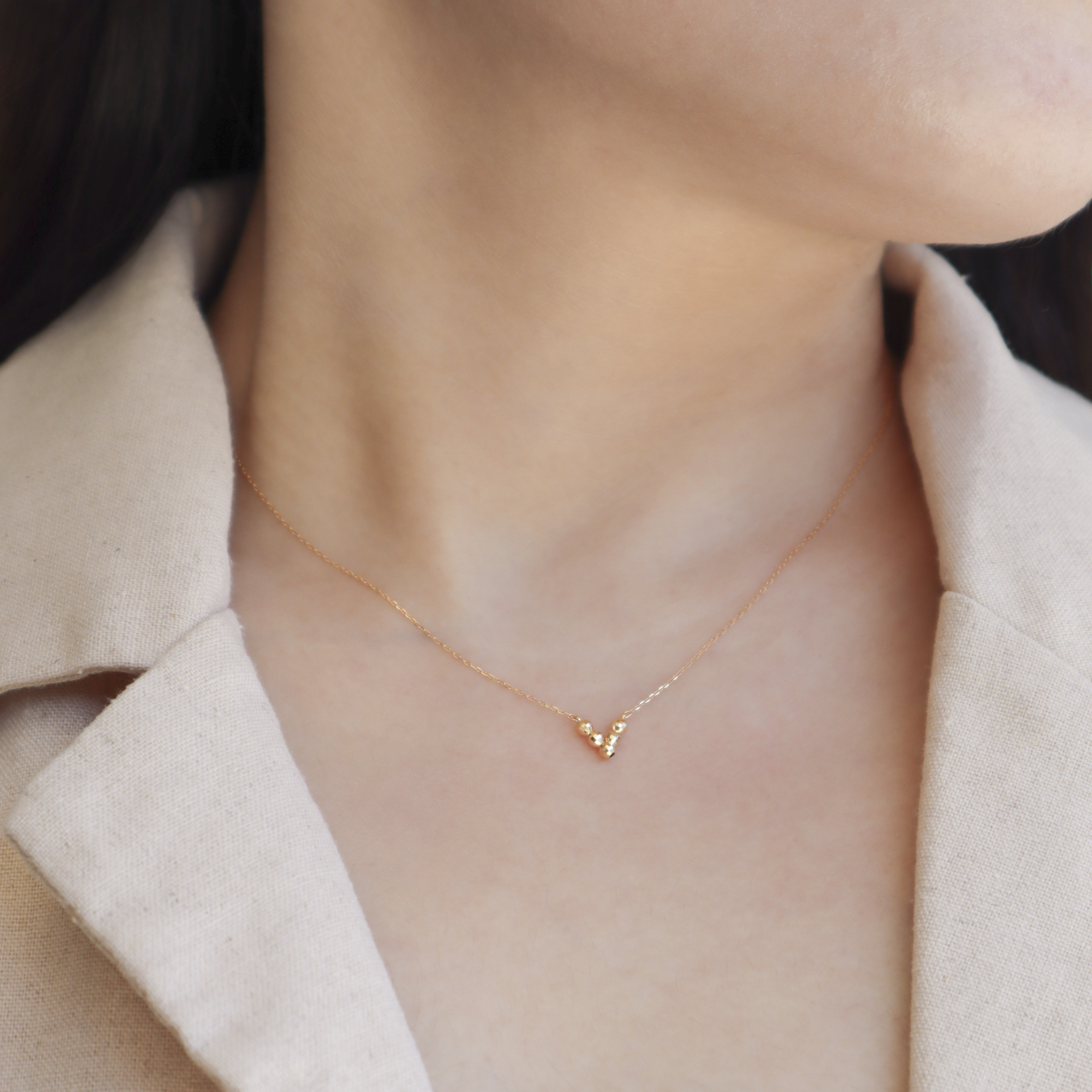 18K/日本設計款系列-V字切割珠項鍊