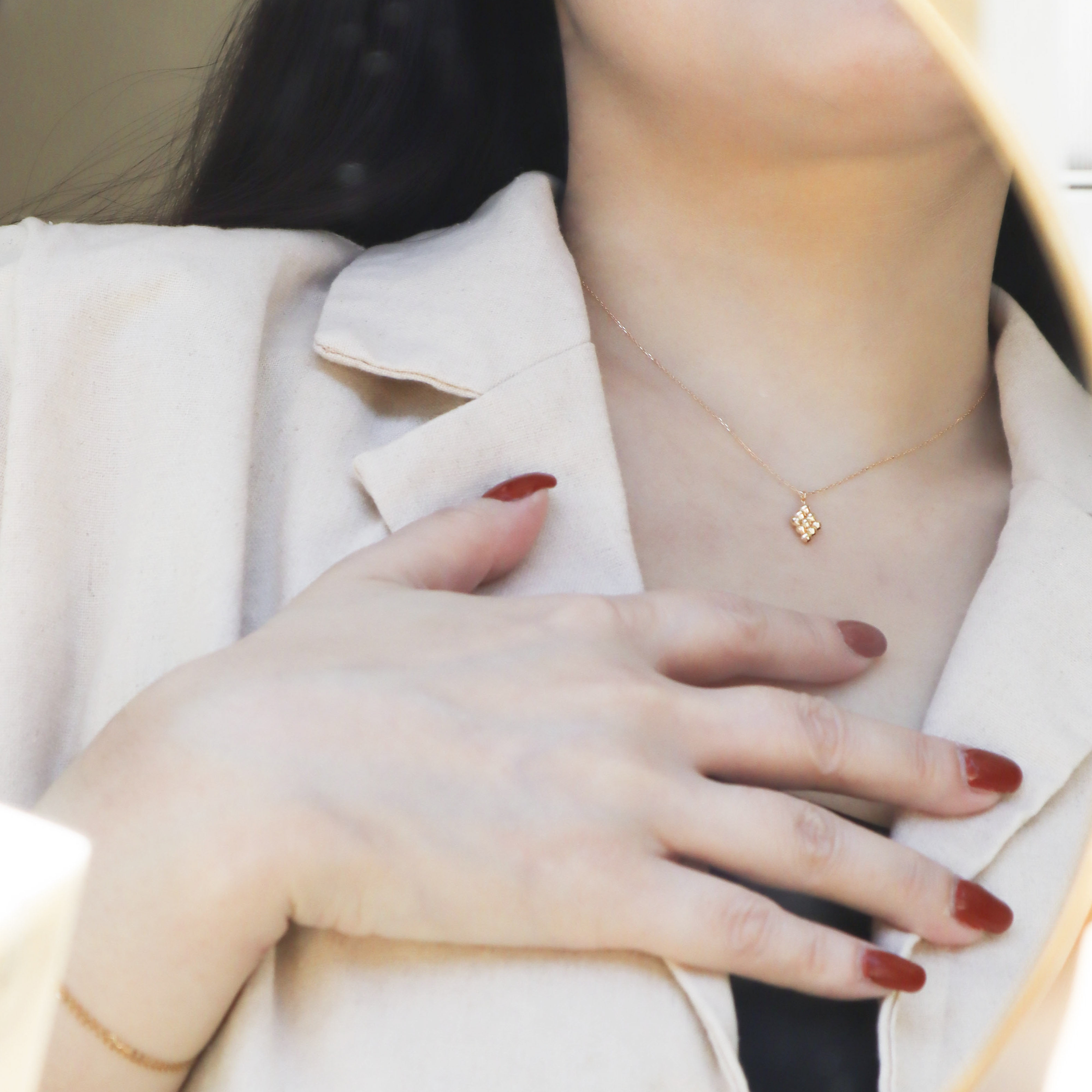 18K/日本設計款系列-菱形切割珠項鍊