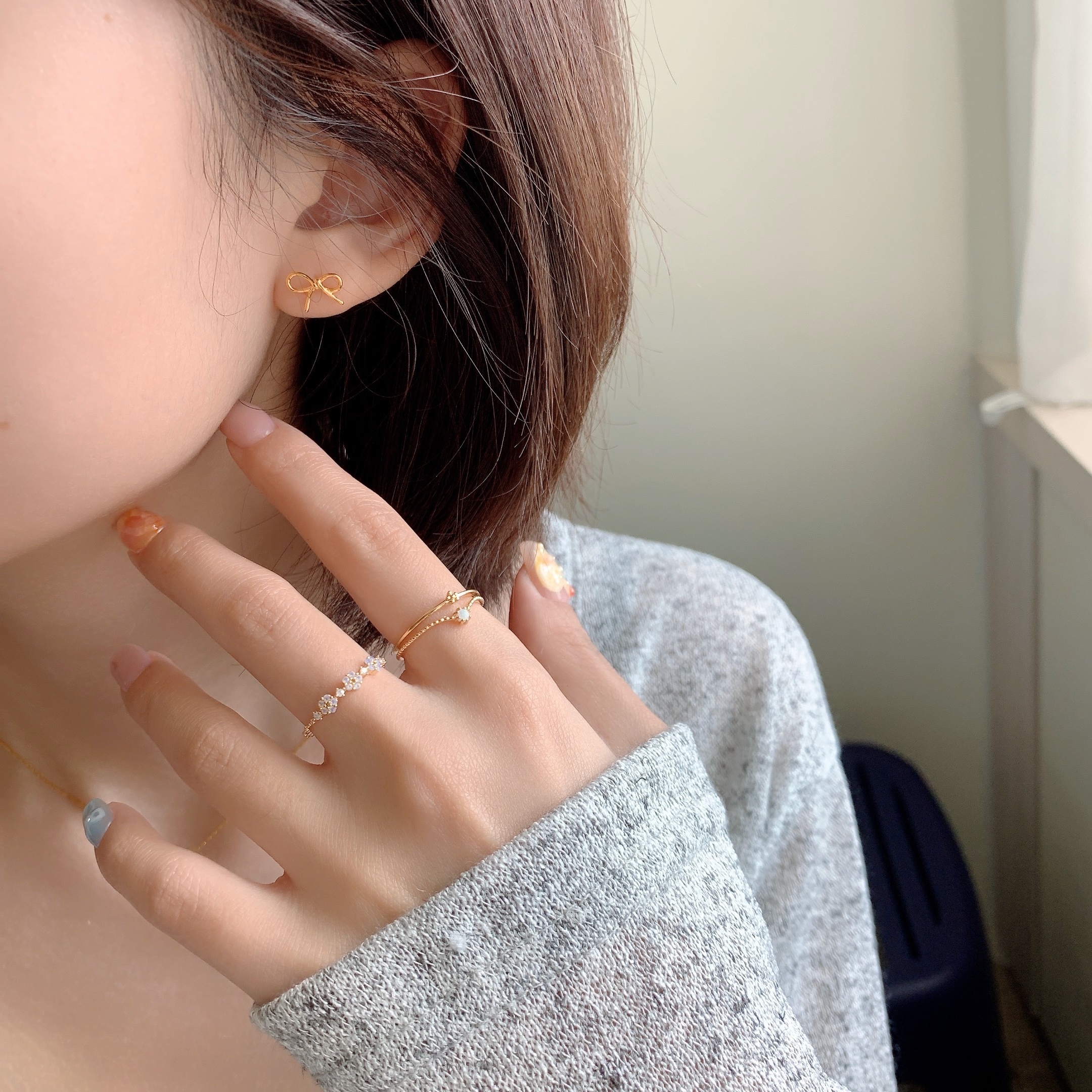 🇰🇷925 silver 粉紫小花精緻細戒｜2 color