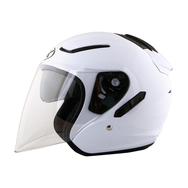 NHK R1 亮面白 素色 3/4罩式 透氣 內墨片