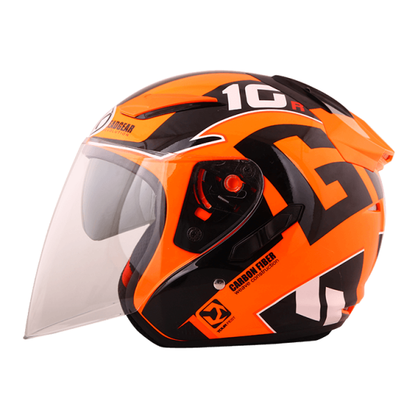 NHK R1 G10 亮面螢光橘 彩繪 3/4罩式 透氣 內墨片