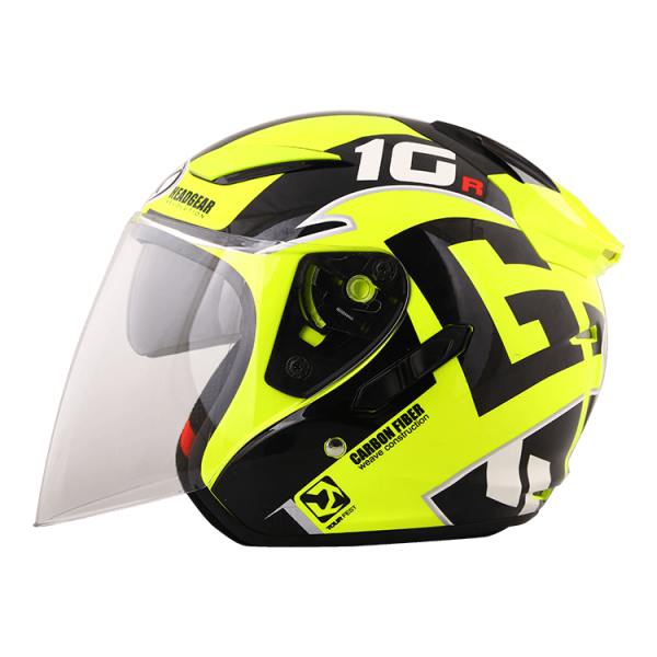 NHK R1 G10 亮面螢光黃 彩繪 3/4罩式 透氣 內墨片