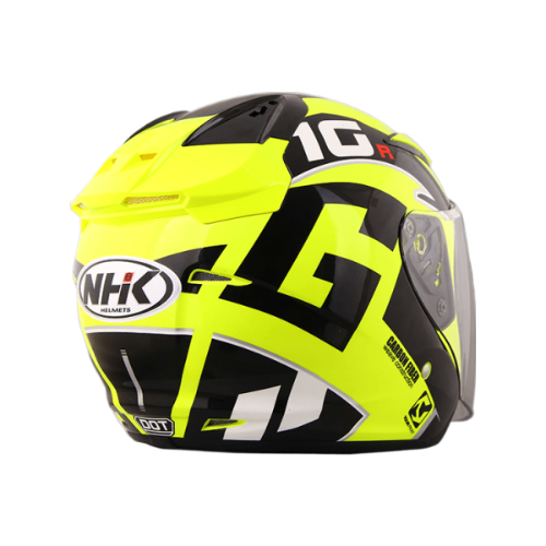 NHK R1 G10 亮面螢光黃 彩繪 3/4罩式 透氣 內墨片