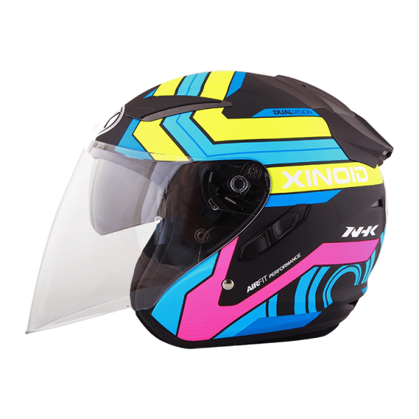 NHK R1 X立方 (Xinoid) 消光黑黃藍 彩繪 3/4罩式 透氣 內墨片