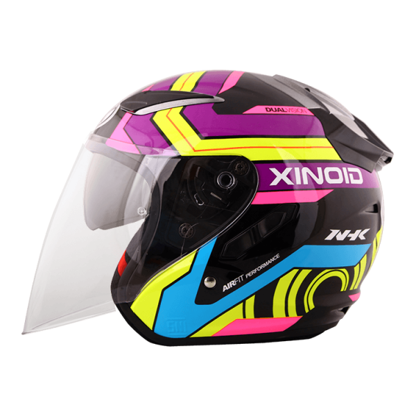 NHK R1 X立方 (Xinoid) 亮面黑紫黃 彩繪 3/4罩式 透氣 內墨片