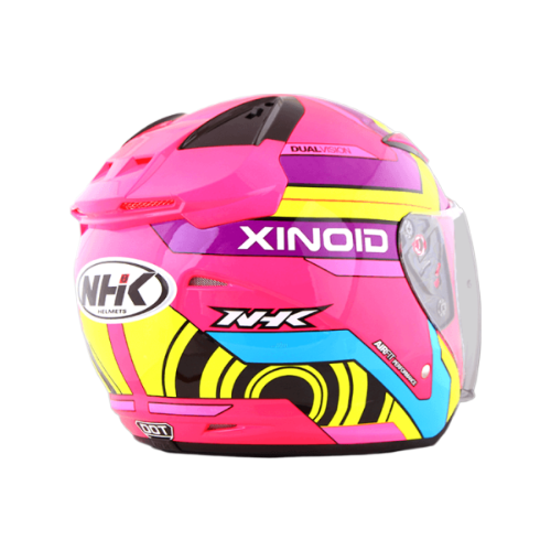 NHK R1 X立方 (Xinoid) 亮面螢光粉紫黃 彩繪 3/4罩式 透氣 內墨片